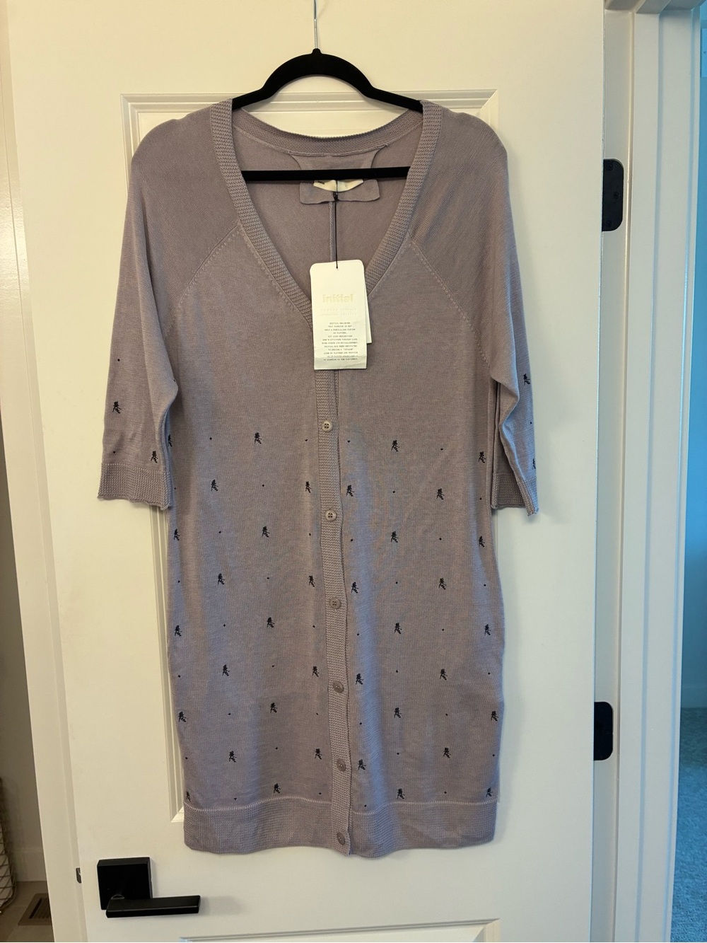 Women's Lavender Button-Front Mini Dress Cardigan